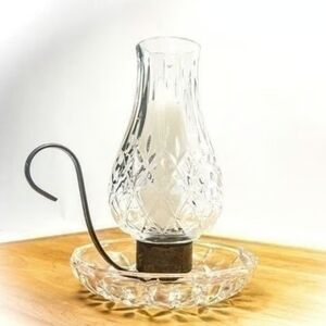 Vintage European Collection Lead Crystal Hurricane Globe Chamber Candlestick